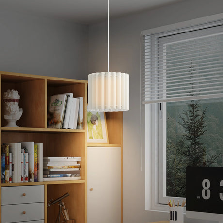 HOMCOM Linen Pendant Light, Bedside Ceiling Lamps with E27 Bulb, Modern Hanging Lights for Living Room, Bedroom, Kitchen, Hallway, White