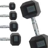 Body Revolution Hex Dumbbell - Anti-Roll Rubber Coated, Knurled Handle, Available in Various Sizes for Strength Training and Muscle Building  7kg pair (14kg Total)