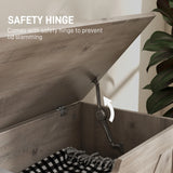 HOMCOM 100L Home Storage Box, with Safety Hinges - Grey Wood-Effect