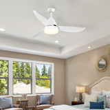 HOMCOM Reversible Ceiling Fan with Light, 3 Blades Indoor Modern Mount White LED Lighting Fan with Remote Controller, for Bedroom, Living Room, White