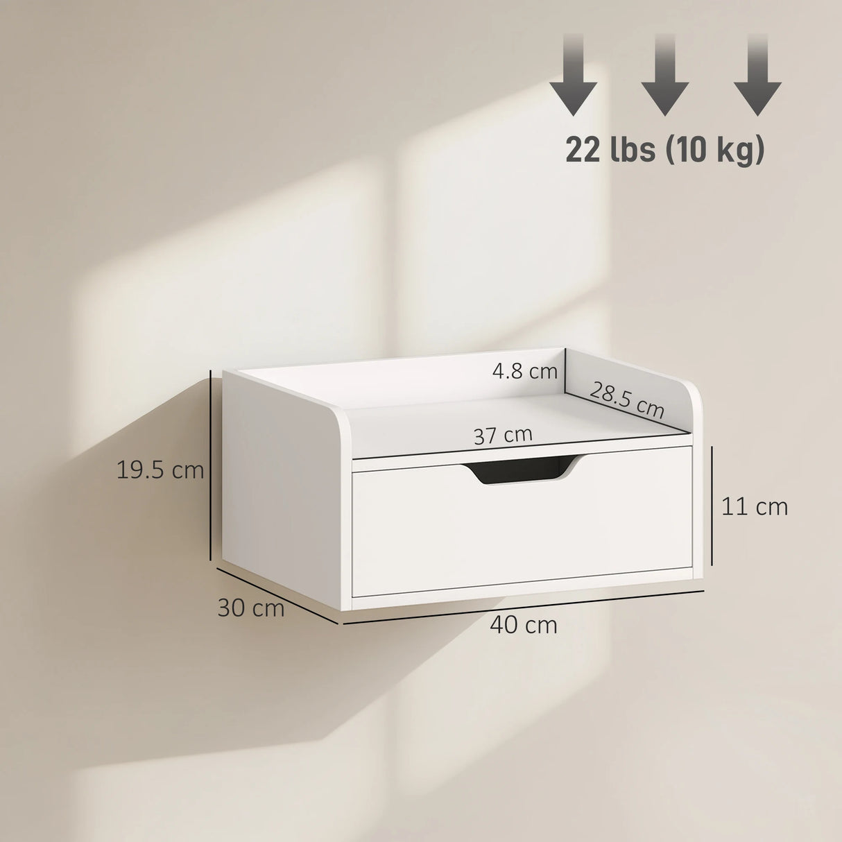 HOMCOM Floating Nightstands Set of 2, Wall Mounted Bedside Table with Drawer for Bedroom, White