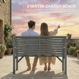 Outsunny 2 Seater Wooden Garden Bench, Slatted Patio Bench with Armrest and Backrest, Outdoor Furniture for Indoor, Balcony