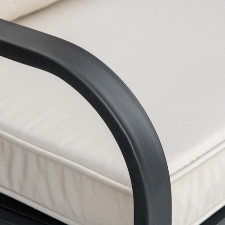 Outsunny 2-Person Outdoor Loveseat Glider Bench Rocking Chair for Patio, Garden, Yard, Porch with Armrest and Cushions, Khaki