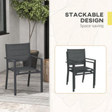 Outsunny Set of Two Aluminium Stacking Garden Chairs - Dark Grey