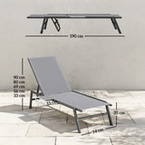 Outsunny Sun Loungers Set of 2 with Side Tray Table, Garden Recliners with 5-Position Adjustable Backrest, 2 Wheels, Grey
