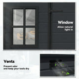 Outsunny 10 x 6 ft Resin Garden Shed, Outdoor Storage Shed with Floor, Windows, Lockable Doors and Vents, Dark Grey