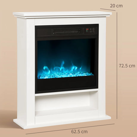 HOMCOM 1800W Adjustable Faux Flame Electric Fireplace - White