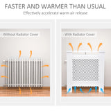 HOMCOM Wooden Radiator Cover Heating Cabinet Modern Home Furniture Grill Style  White Painted (Small)