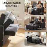 HOMCOM Loveseat Sofa Bed, Convertible Bed Settee with 2 Pillows, Side Pockets, Black