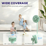 HOMCOM 40 cm Standing Fan, Cooling Floor Fan with 80 Oscillating, Adjustable Tilt and Height, 4 Speed, Remote Control, Green