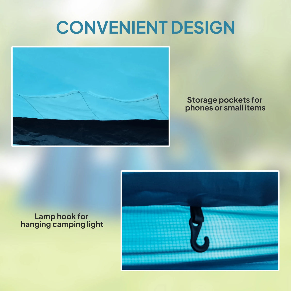 Outsunny Inflatable 3-4 Man Tunnel Tent w/ Air Pump, Living Area & Vestibule, Waterproof Family Camping Air Tent w/ Sewn In Groundsheet & Removable Footprint for Camping, Hiking, Blue