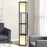 HOMCOM Modern Shelf Floor Lamp with Dual Ambient Light, Standing Lamp Living Room, Bedroom, 156cm, Black