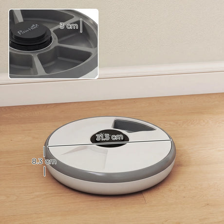 PawHut Automatic Cat Feeder Programmable Timer for Dry Wet Food Cat Food Dispenser with Ice Pack for 6 Meals