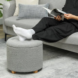 HOMCOM 40.5L Teddy Fleece Storage Ottoman - Grey