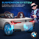 HOMCOM BMW i4 Licensed 12V Kids Electric Ride-On Car, White, red and light blue