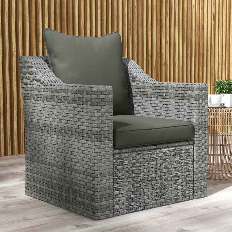 Outsunny Seat and Back Padded Cushion Set - Charcoal Grey