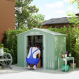 Outsunny 7 x 4ft Metal Garden Shed, Outdoor Storage Tool House with Ventilation Slots, Foundation Kit and Lockable Double Doors, Light Green