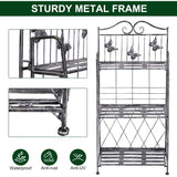 Outsunny 3 Tier Plant Stand Indoor Outdoor, Metal Plant Shelf Flower Display Rack for Potted Plants Garden Balcony Decor, 44 x 25 x 96 cm