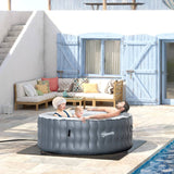 Outsunny Round Hot Tub Inflatable Spa Outdoor Bubble Spa Pool with Pump, Cover, Filter Cartridges, 4-6 Person, Grey