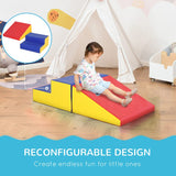 HOMCOM 2-Piece Soft Playset for Toddlers, Climbing, Crawling, For ages 12-36 Months, Red