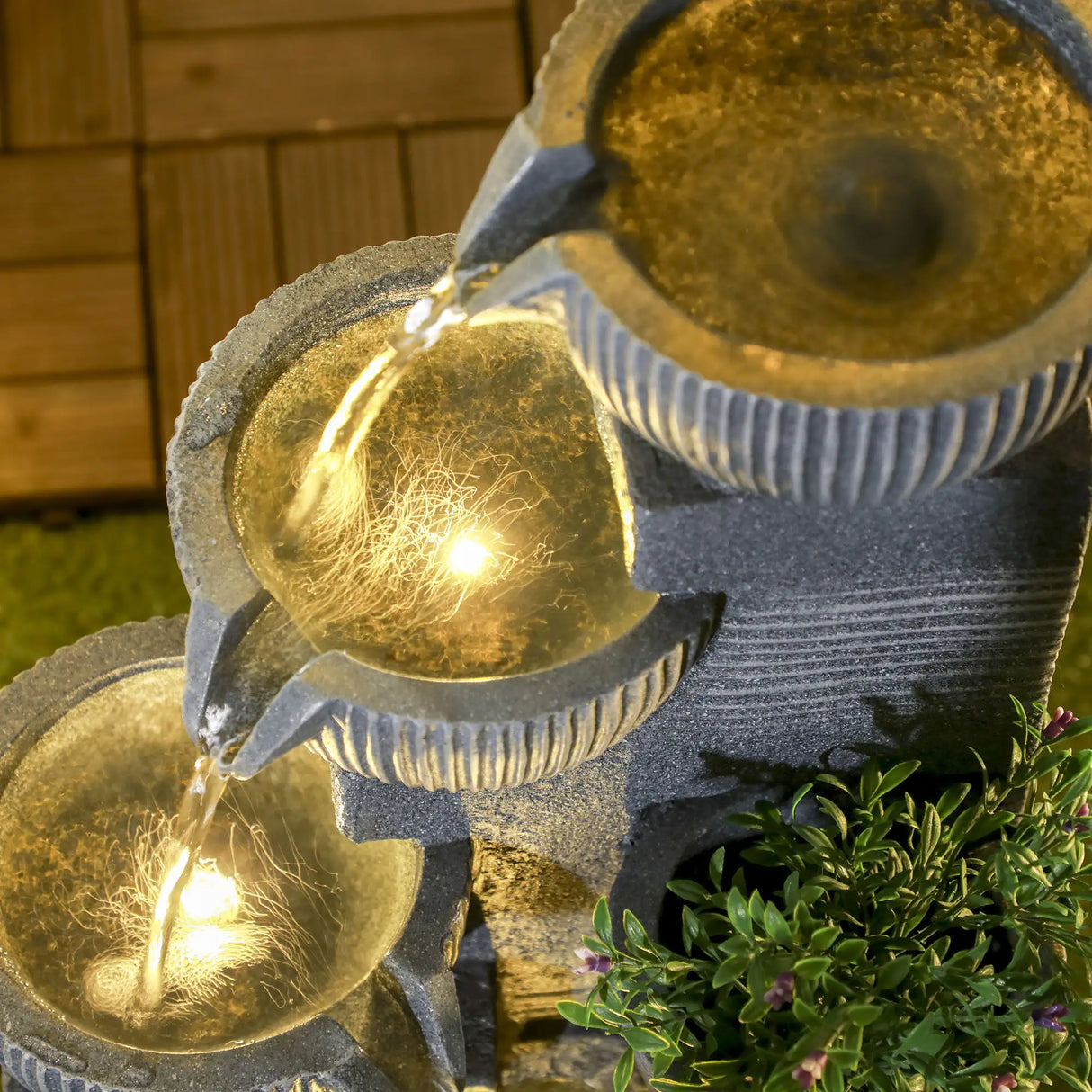 Outsunny Solar Powered Outdoor Water Fountain - Dark Grey