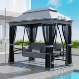 Outsunny 3 Seater Swing Chair Hammock Gazebo Lounger Cushioned Seat Waterproof Grey