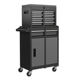 2-in-1 Rolling Tool Chest with 5 Sliding Lockable Drawers-Black & Gray