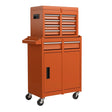 2-in-1 Rolling Tool Chest with 5 Sliding Lockable Drawers-Orange