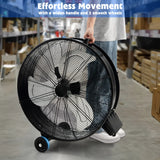 24 Inch High-Velocity Industrial Floor Fan with Wheels and Handle