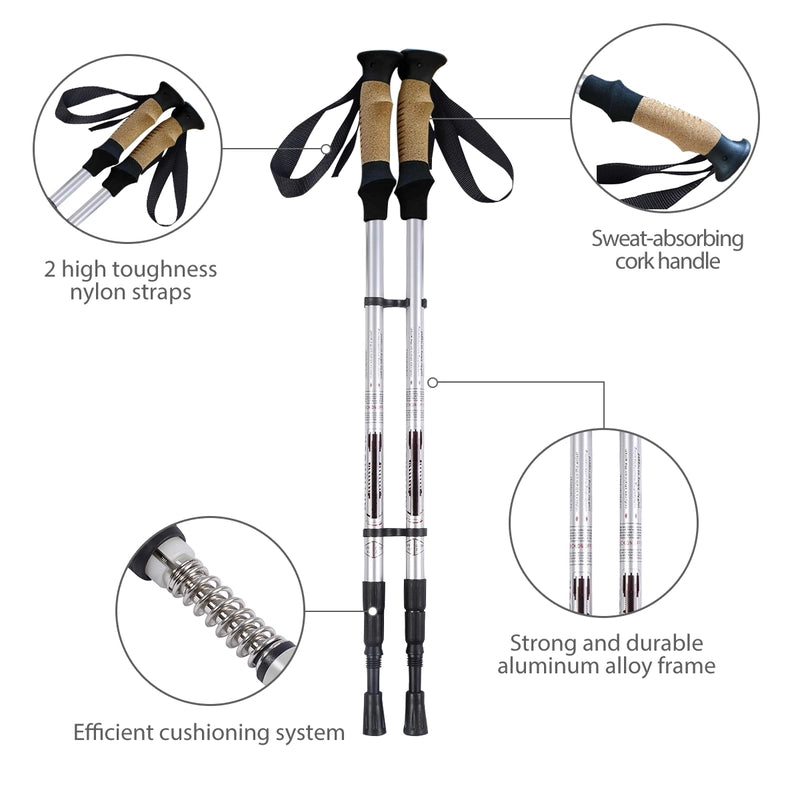 Hiking Pole Adjustable 65-135 cm-Silver