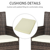 Outsunny 4 PC Rattan Chair Set, Patio Sofa Chairs Set, Cushioned Outdoor Rattan Furniture