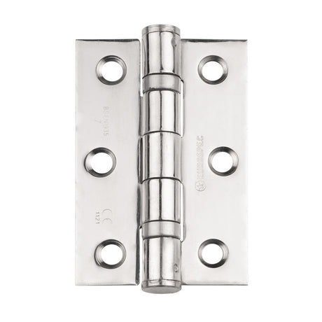 76 X 51 X 2MM BALL BEARING HINGE GRADE 7 C/W SCREWS (PAIR) - BRIGHT STAINLESS STEEL - 76 X 51 X 2MM - PAIR