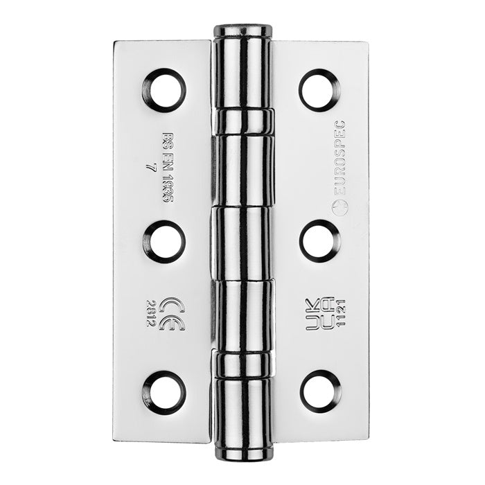 76 X 51 X 2MM BALL BEARING HINGE - GRADE 7 C/W SCREWS (PAIR)_x005F
 - Polished Chrome - PAIR