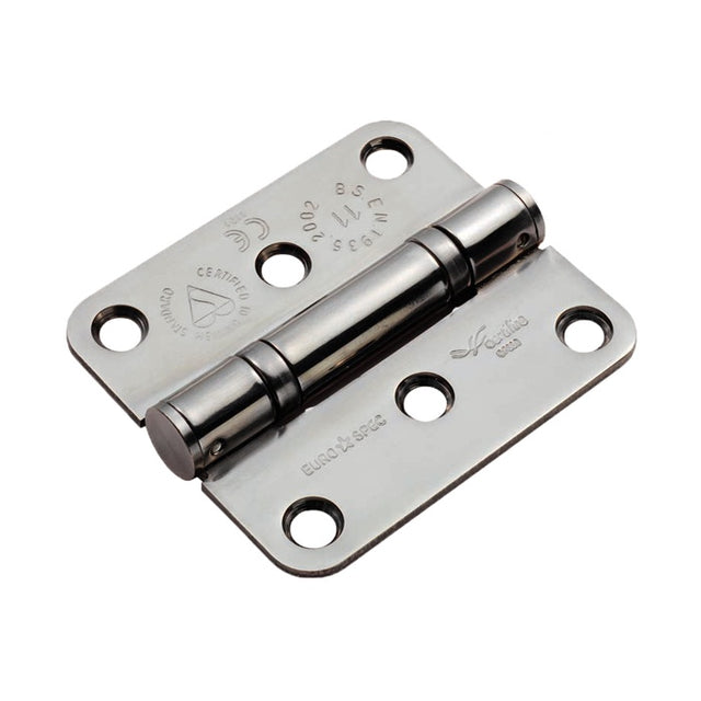 76 X 67 X 2.5MM BALL BEARING HINGE GRADE 11 C/W SCREWS (PAIR) - RADIUS - BRIGHT STAINLESS STEEL - PAIR