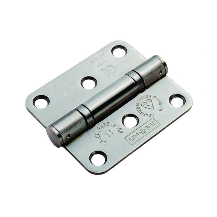 76 X 67 X 2.5MM BALL BEARING HINGE GRADE 11 C/W SCREWS (PAIR) - RADIUS - SATIN STAINLESS STEEL - PAIR