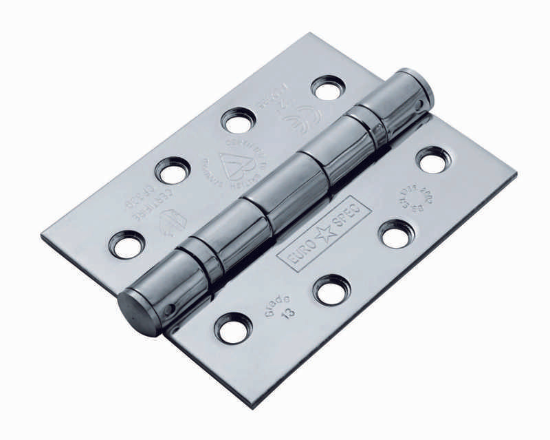 102 X 76 X 3MM BALL BEARING HINGE GRADE 13 C/W SCREWS (PAIR) - BRIGHT STAINLESS STEEL - PAIR