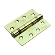 102 X 76 X 3MM BALL BEARING HINGE GRADE 13 C/W SCREWS (PAIR) - ELECTRO BRASS PLATED - PAIR