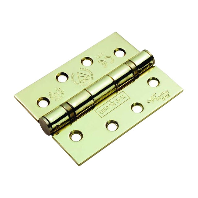 102 X 76 X 3MM BALL BEARING HINGE GRADE 13 C/W SCREWS (PAIR) - ELECTRO BRASS PLATED - PAIR