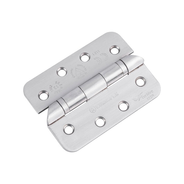 102 X 76 X 3MM HOSPITAL TIP BALL BEARING HINGE GRADE 13 C/W SCREWS (PAIR) - RADIUS - SATIN STAINLESS STEEL - PAIR