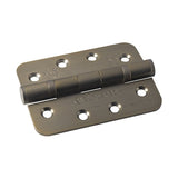 102 X 76 X 3MM BALL BEARING HINGE GRADE 13 C/W SCREWS (PAIR) - RADIUS - ANTIQUE BRASS - Pair