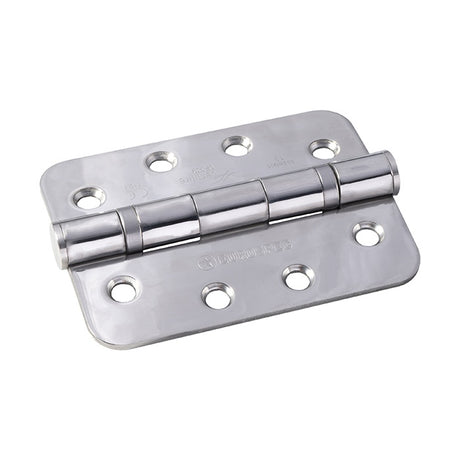 102 X 76 X 3MM BALL BEARING HINGE GRADE 13 C/W SCREWS (PAIR) - RADIUS - BRIGHT STAINLESS STEEL - PAIR