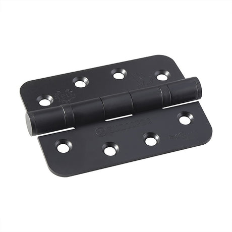 102 X 76 X 3MM BALL BEARING HINGE GRADE 13 C/W SCREWS (PAIR) - RADIUS - MATT BLACK - Pair