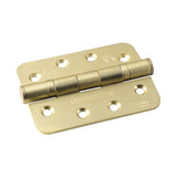 102 X 76 X 3MM BALL BEARING HINGE GRADE 13 C/W SCREWS (PAIR) - RADIUS - SATIN BRASS - Pair