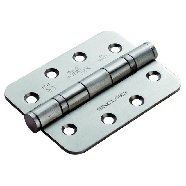 102 X 76 X 3MM BALL BEARING HINGE GRADE 13 C/W SCREWS (PAIR) - RADIUS - SATIN STAINLESS STEEL - PAIR