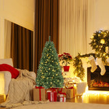 135 cm Hinged Pre-Lit Artificial Christmas Tree with 160 Warm White LED Lights-135 cm