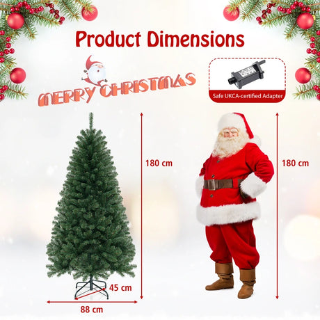 135 cm Hinged Pre-Lit Artificial Christmas Tree with 160 Warm White LED Lights-180 cm