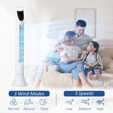 HOMCOM 36'' Freestanding Tower Fan, 3 Speed 3 Mode, 7.5h Timer, 70 Degree Oscillation, LED Panel, 5M Remote Controller, White