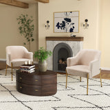 HOMCOM Accent Chair, Living Room Armchair, Vanity Chair with Gold Plating Metal Legs and Soft Padded Seat for Bedroom and Caf, Set of 2, White