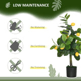 HOMCOM Set of 2 Artificial Plants, Lemon and Orange Tree with Pot, for Home Indoor Decor, 60cm