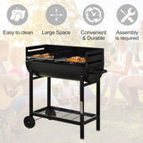 Outsunny Steel 2-Grill Charcoal BBQ w/ Wheels Black